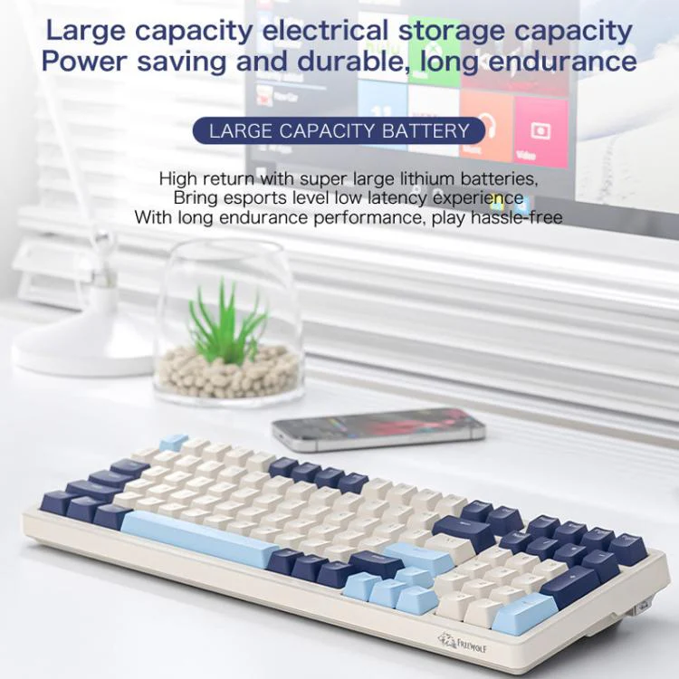 FREE WOLF K8 Korean Bluetooth Wireless Tri-Mode Mechanical Keyboard Hot-swappable Gaming Keyboard(Blueberry Blue Switch) - Image 4