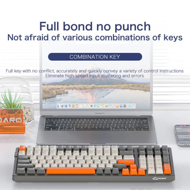 FREE WOLF K8 Korean Bluetooth Wireless Tri-Mode Mechanical Keyboard Hot-swappable Gaming Keyboard(Blueberry Blue Switch) - Image 7
