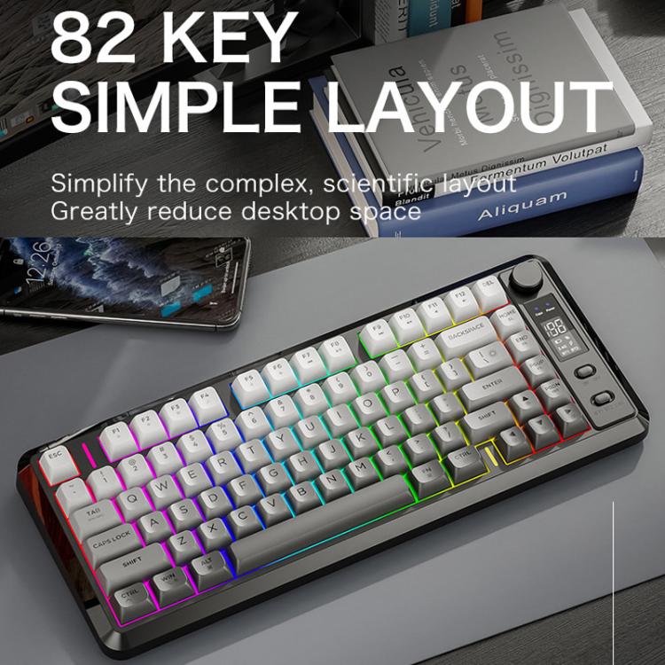 FREE WOLF M75 Russian Wireless Bluetooth Dual-Mode Mechanical Keyboard With PBT Gradient Caps and Display Screen(Moonlit Night) - Image 3