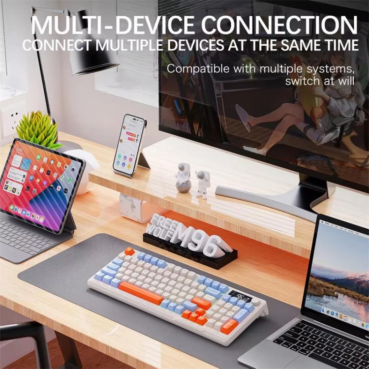 FREE WOLF M96 Wireless Bluetooth Dual-Mode Russian Keyboard PBT Dome Display Gaming Keyboard(Micro Light) - Image 3