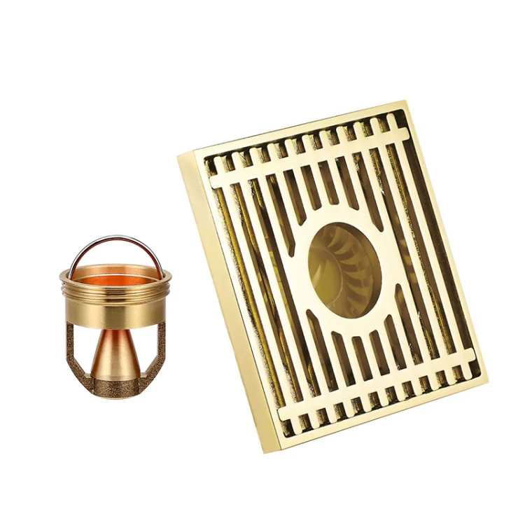 Full Copper Odor Proof Floor Drain, Style: K7002 Gold Dual Use+Magnetic Suspension
