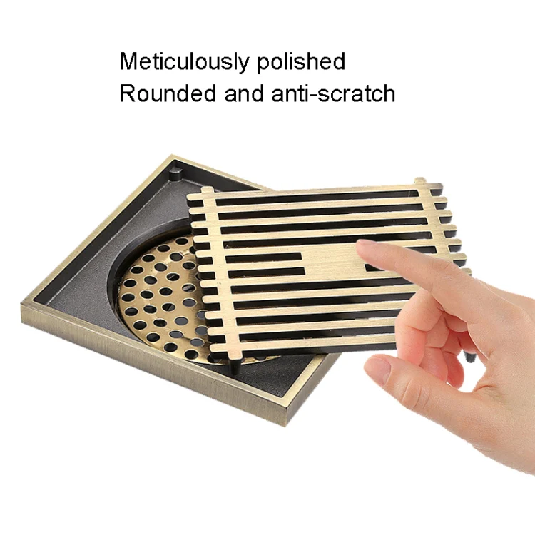 Full Copper Odor Proof Floor Drain, Style: K7005QH Gray Single Use+Straight Row - Image 3