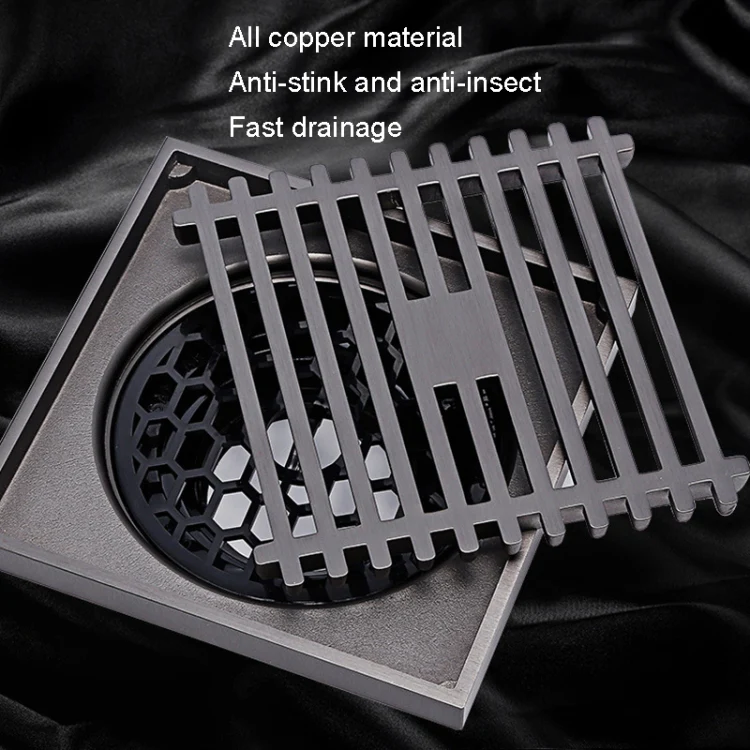 Full Copper Odor Proof Floor Drain, Style: K7008 Nickel Brush Dual Use+Straight Row - Image 4