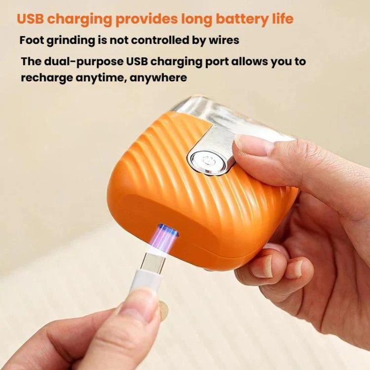 Fully Automatic Electric Foot File Rechargeable Home Callus & Dead Skin Remover Portable Foot Scrubber(Orange) - Image 6