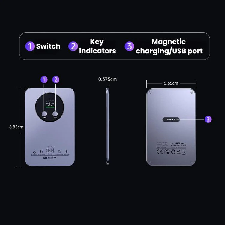 FW922H AI Smart Card Voice Recorder For Office Meetings 152 Languages Recognition Magnetic Suction Audio Recorder, Spec: 64GB - Image 12