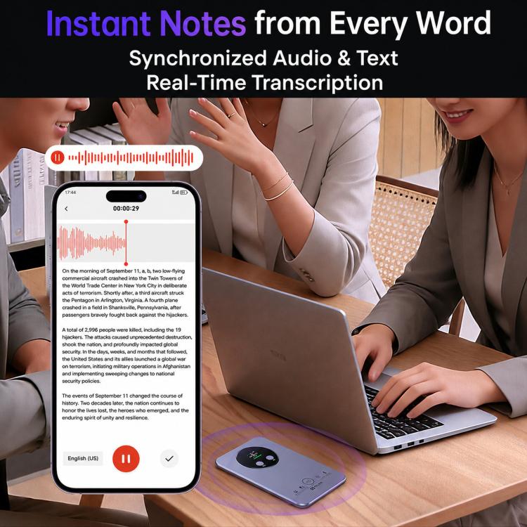 FW922H AI Smart Card Voice Recorder For Office Meetings 152 Languages Recognition Magnetic Suction Audio Recorder, Spec: 64GB - Image 8