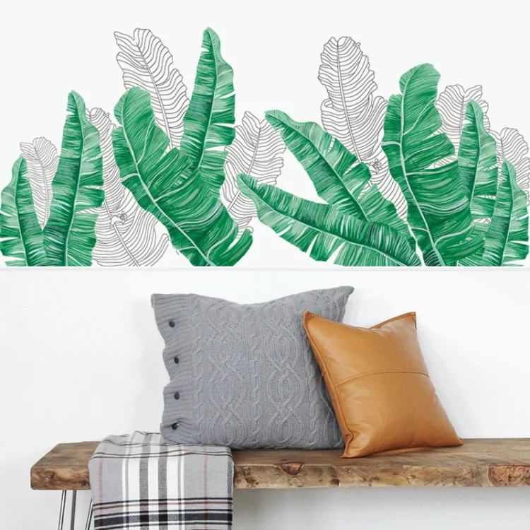 FX-C24 Green Shade Banana Leaf Home Wall Decoration Self-adhesive Removable Wall Stickers - Image 4