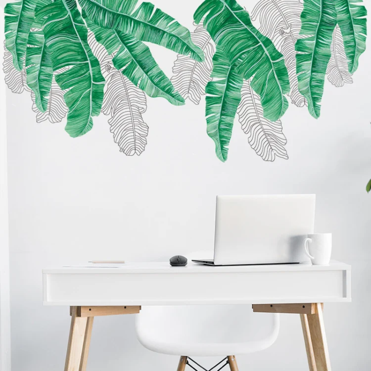 FX-C24 Green Shade Banana Leaf Home Wall Decoration Self-adhesive Removable Wall Stickers - Image 5