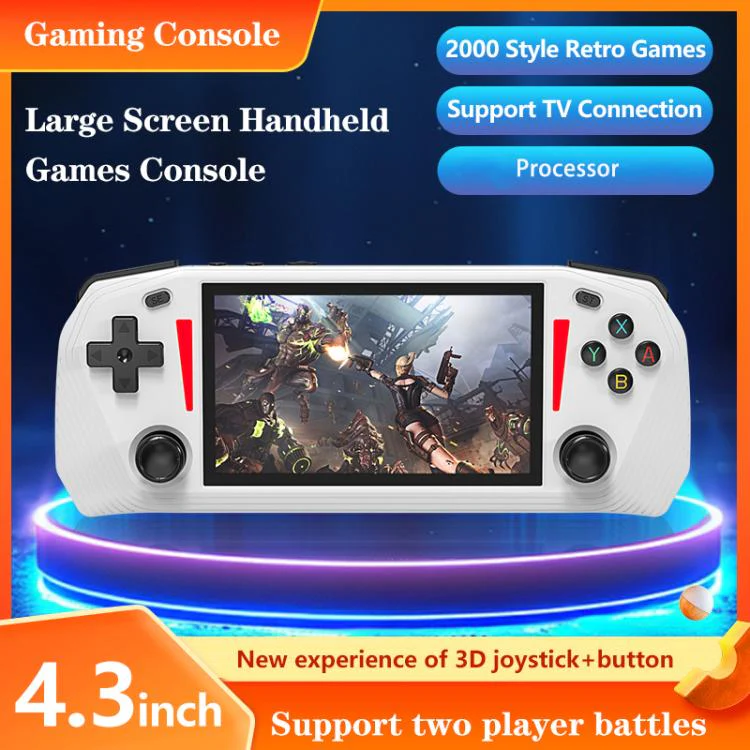 G33 4.3-inch IPS OLED Handheld Game Console Supports Two-Player Battles, External TF card:64G(White) - Image 3