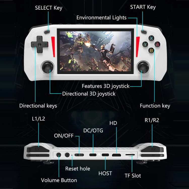 G33 4.3-inch IPS OLED Handheld Game Console Supports Two-Player Battles, External TF card:64G(White) - Image 9