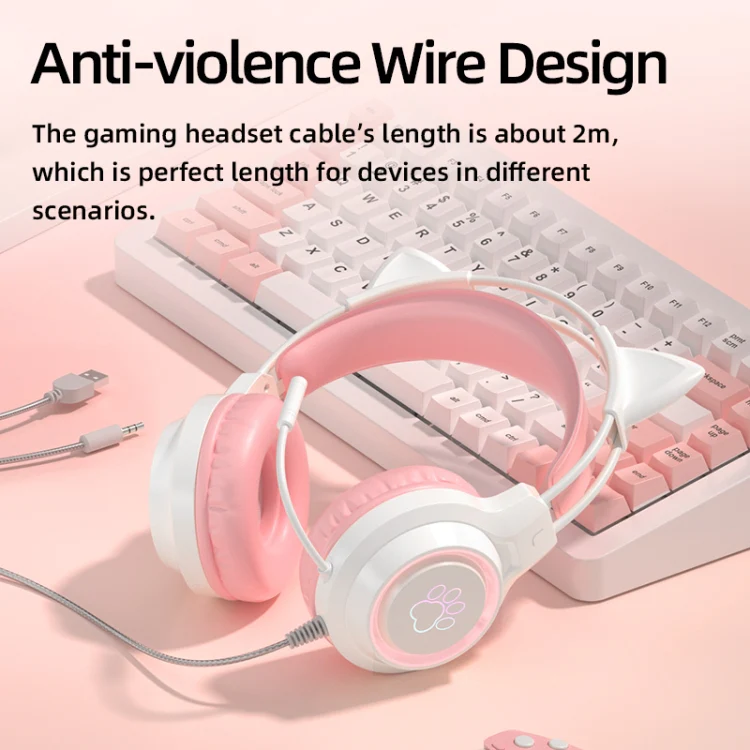 G35 Cute Cat RGB Head-mounted Wired Gaming Earphone(Black) - Image 3