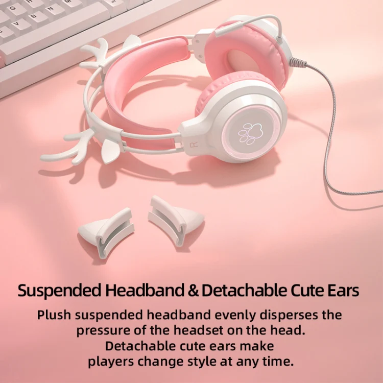 G35 Cute Cat RGB Head-mounted Wired Gaming Earphone(Green) - Image 5