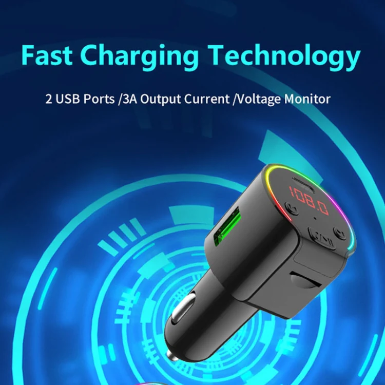 G61 FM Transmitter Music MP3 Player QC3.0 Type-C Quick Charge Support 5.0 Hands-free Car Kit - Image 5