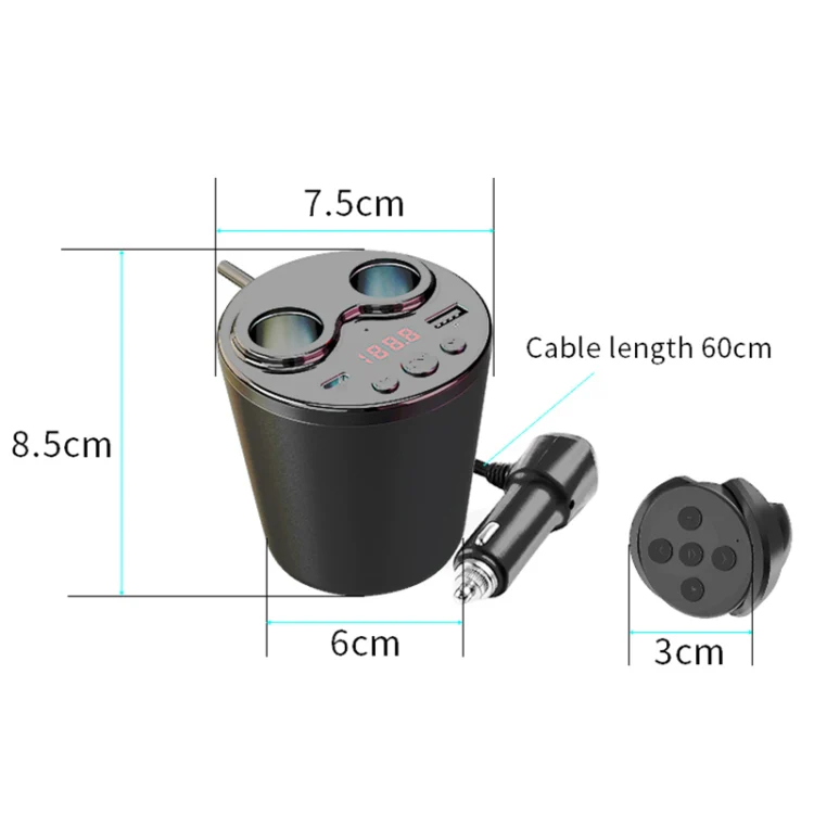 G63 Car Multi-function Bluetooth Charger Cup Support Hands-free Call / USB Charging / Navigation Broadcast, with Remote Control - Image 2