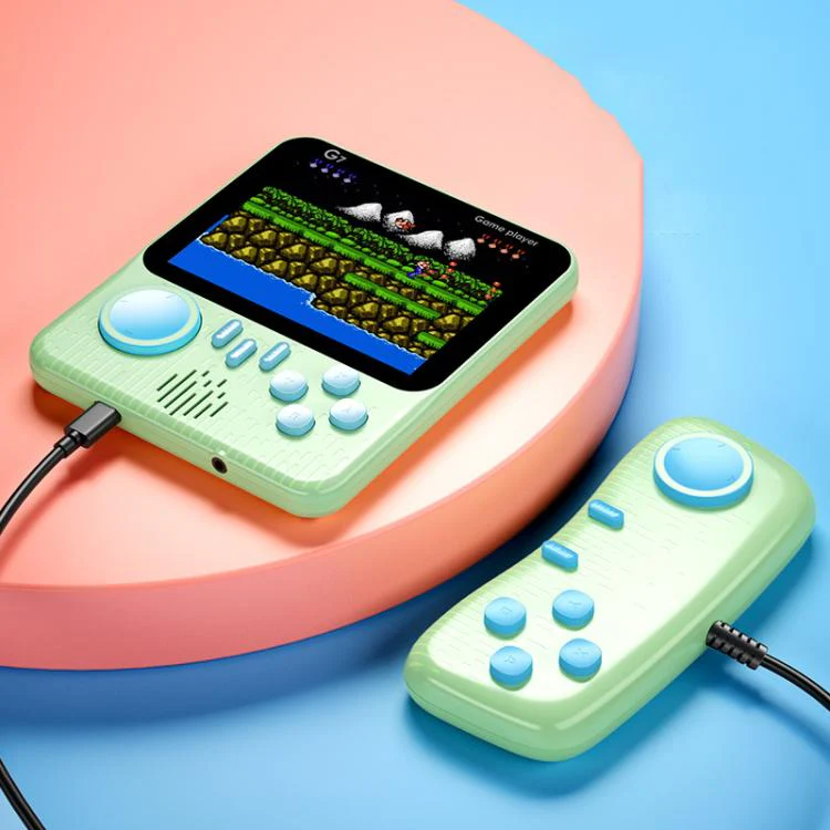 G7 3.5 inch Screen Portable Retro Nostalgic Games Console Built-in 666 Games, Model:Double(Green)