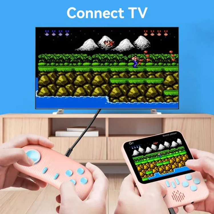 G7 3.5 inch Screen Portable Retro Nostalgic Games Console Built-in 666 Games, Model:Double(Pink) - Image 9