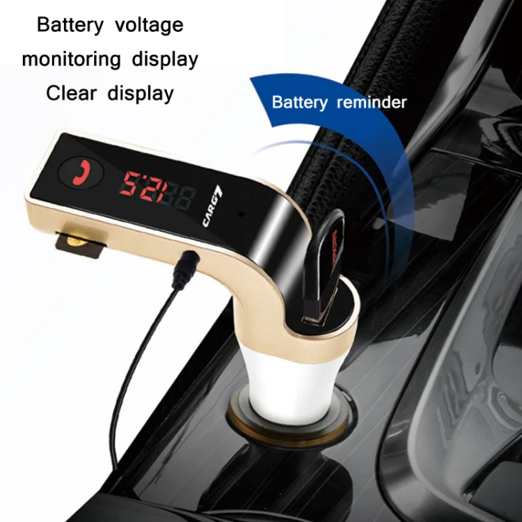 G7 Car Hands-Free Bluetooth FM Player MP3(Gold) - Image 4