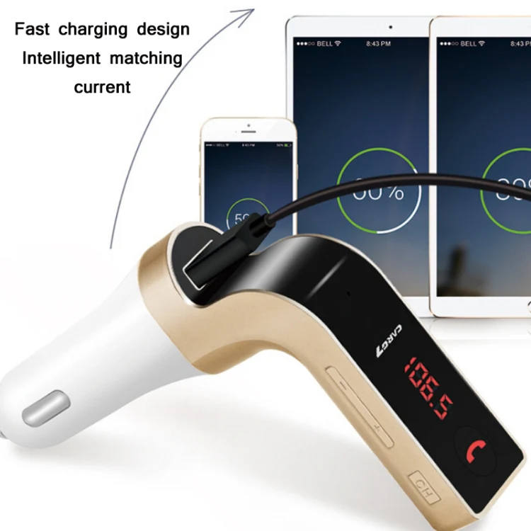 G7 Car Hands-Free Bluetooth FM Player MP3(Gold) - Image 5