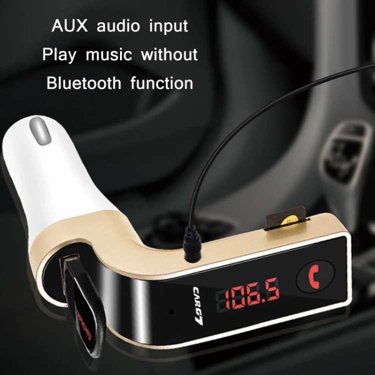 G7 Car Hands-Free Bluetooth FM Player MP3(Gold) - Image 7