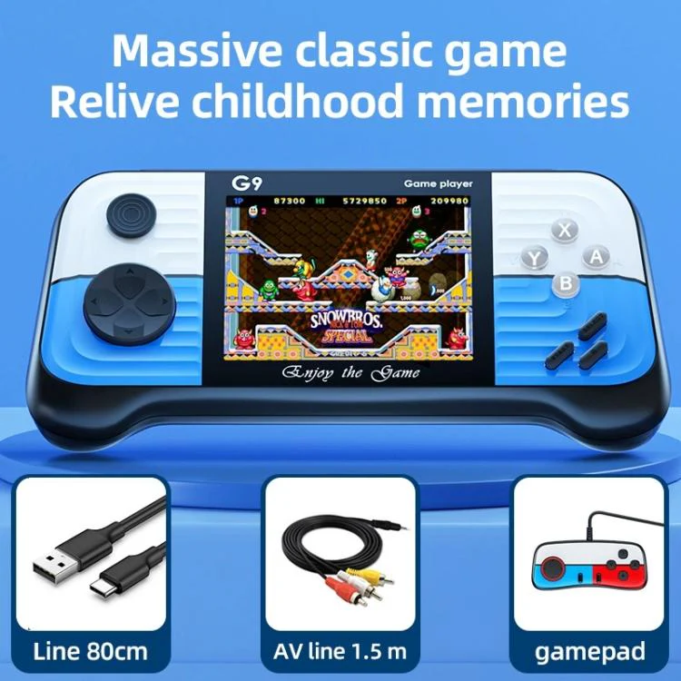 G9 3.0 inch Screen Portable Retro Handheld Video Game Console Built-in 600 Games, Model:Double(Blue) - Image 2