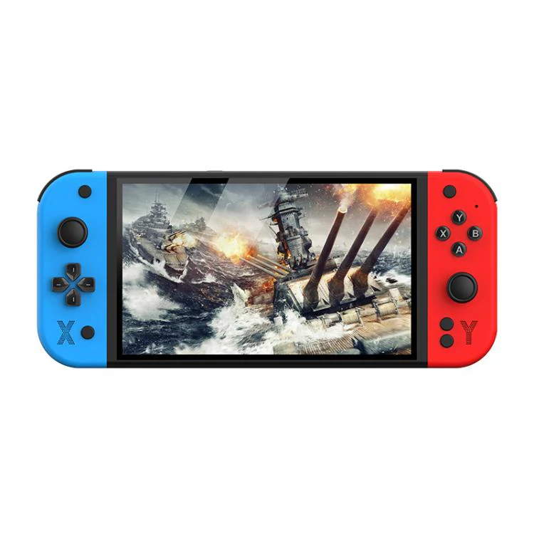 G90 7-inch IPS HD Handheld Game Console Supports 30+ Emulators, External TF card:64G(Red Blue)