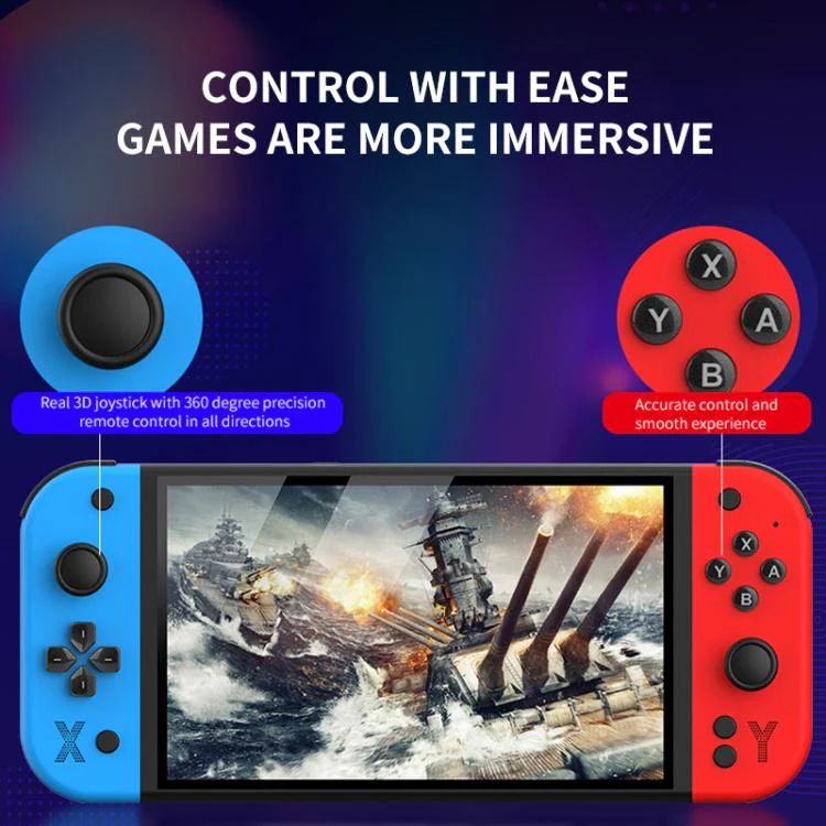 G90 7-inch IPS HD Handheld Game Console Supports 30+ Emulators, External TF card:64G(Red Blue) - Image 6