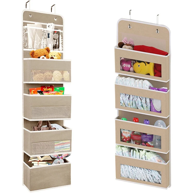 GD03 Wall-Mounted Fabric Storage Bag Wardrobe Room Door Behind Hanging Bag, Color: 4+1 Gray - Image 2