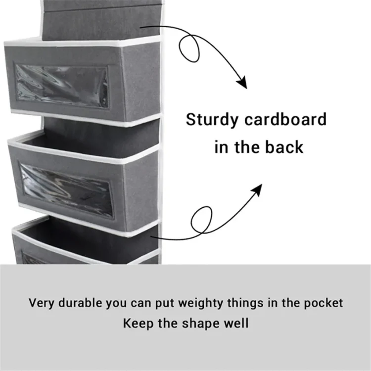GD03 Wall-Mounted Fabric Storage Bag Wardrobe Room Door Behind Hanging Bag, Color: 4+1 Gray - Image 6