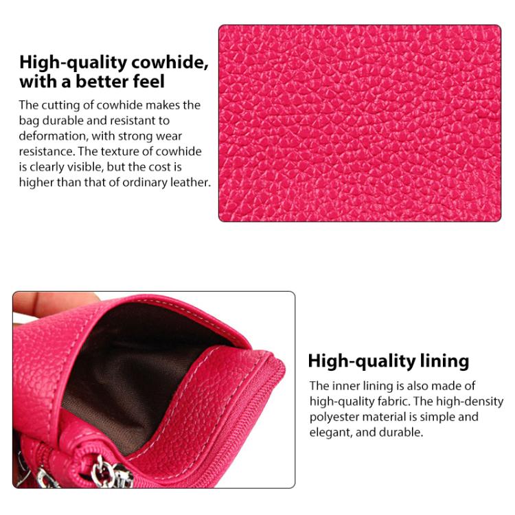 Genuine Leather Double Zipper Key Coin Purse(Light Green) - Image 5