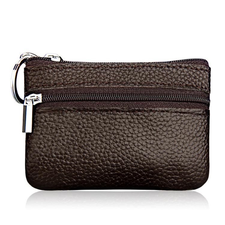Genuine Leather Zipper Key Coin Purse(Coffee)
