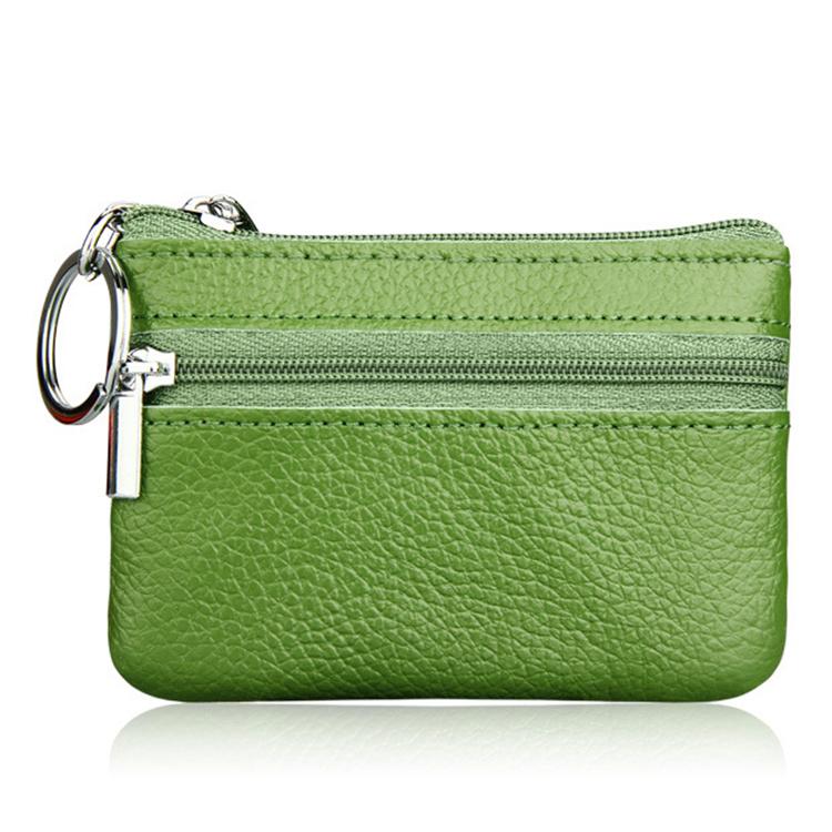 Genuine Leather Zipper Key Coin Purse(Green)