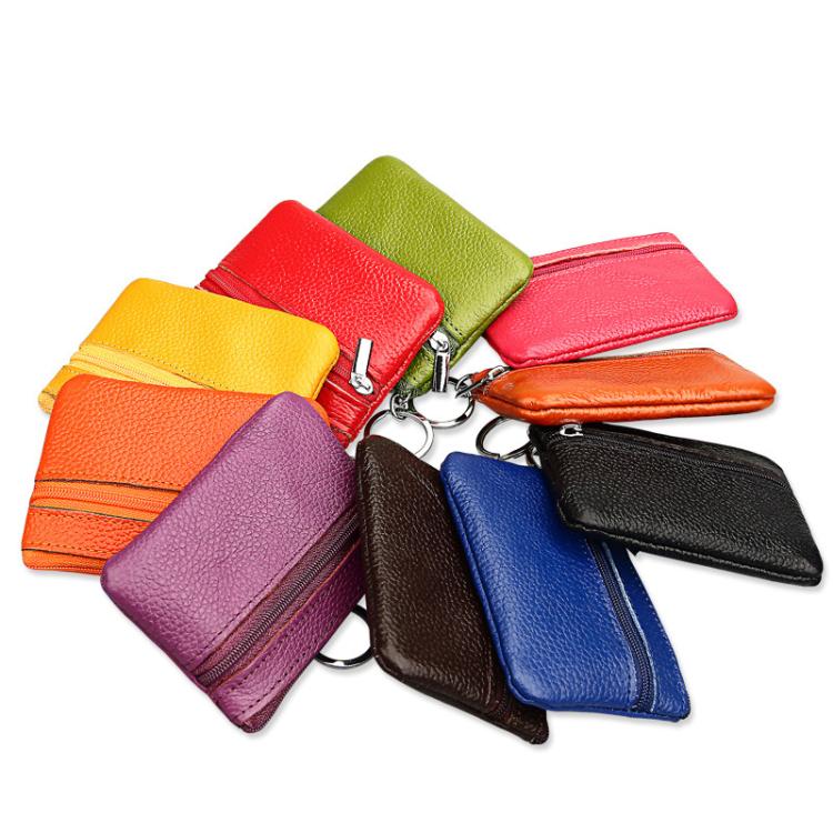 Genuine Leather Zipper Key Coin Purse(Rose Red) - Image 6