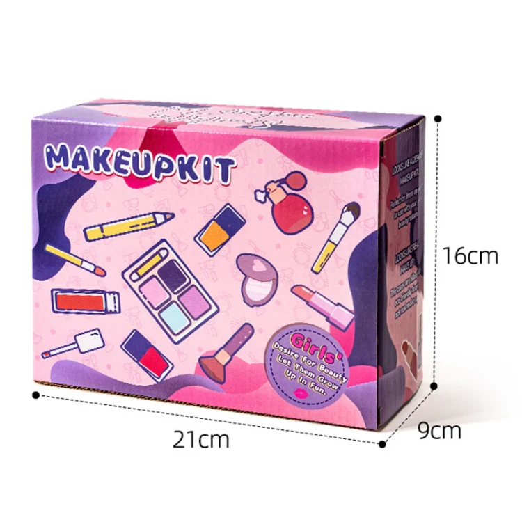 Girls Simulation Dressing Makeup Box Play House Non-toxic Cosmetics Set, Style: 21 In 1 Rose Leather Bag - Image 12