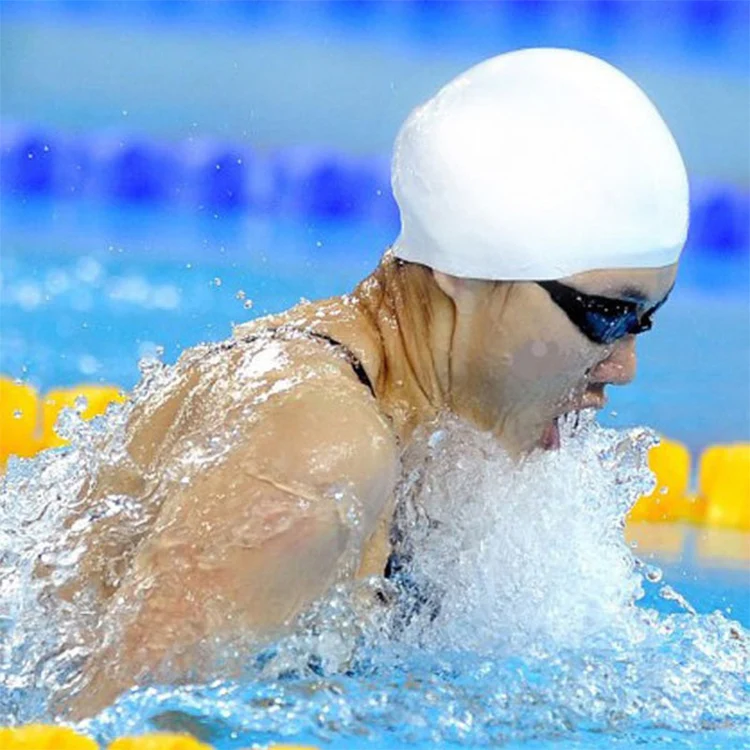 Glossy Seamless Pure Silicone High Elasticity Professional Swimming Cap(Yellow) - Image 6