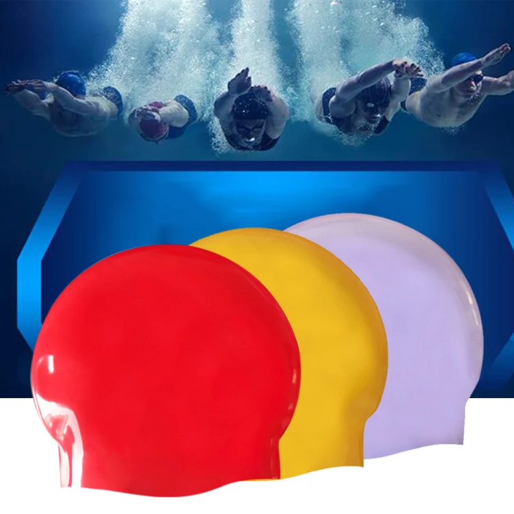 Glossy Seamless Pure Silicone High Elasticity Professional Swimming Cap(Yellow) - Image 7