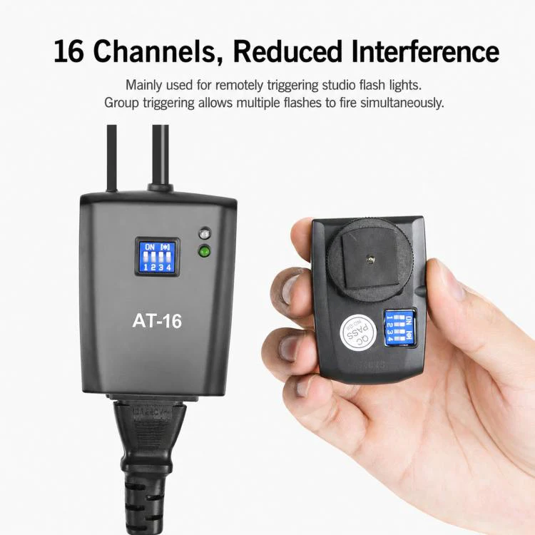 Godox AT-16 Wireless Trigger 16-Channel Flash Receiver Universal Camera Trigger, Spec: Transmitter+2 Receiver - Image 2