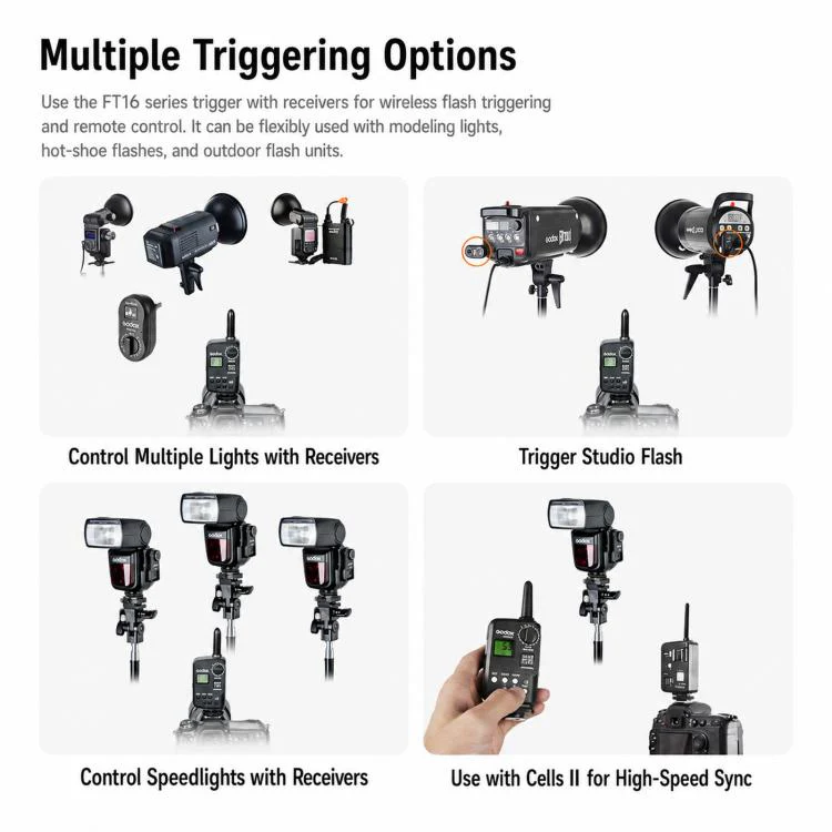 Godox FT16 Transmitter+2 Receiver Studio Light Camera Flash Trigger - Image 6