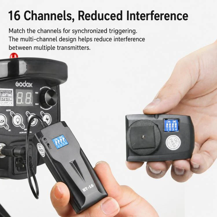 Godox RT16 Flash Trigger Studio Light Photography Light DSLR Camera Remote Control Wireless Sync Trigger, Spec: Transmitter+2 Receiver - Image 2