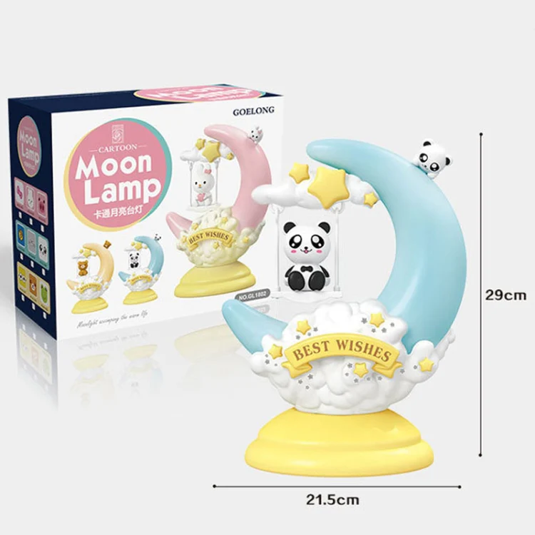 GOELONG Cartoon Moon Table Lamp Children Room Animal Night Light, Plug: EU Plug(Rabbit) - Image 2