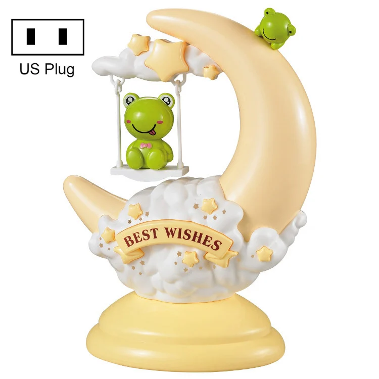 GOELONG Cartoon Moon Table Lamp Children Room Animal Night Light, Plug: US Plug(Frog)