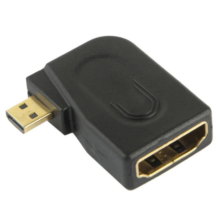 Gold Plated Micro HDMI Male to HDMI 19 Pin Female Adaptor with 90 Degree Angle(Black)