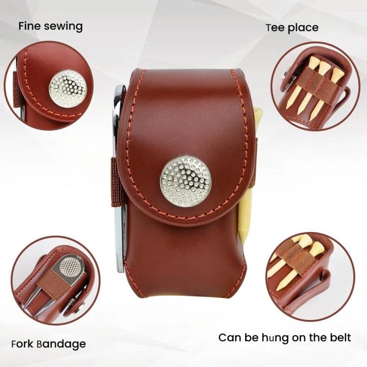 Golf Ball Bag Tee Storage Pouch Portable Cowhide Waist Bag, Spec: Empty Bag Black - Image 6