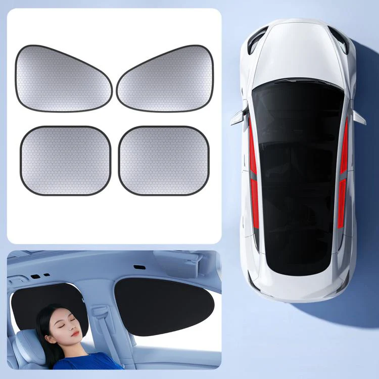 Graphene Car Window Sunshades Electrostatic Adsorption Heat Insulation Car Curtains For UV Protection, Spec: 4pcs / set
