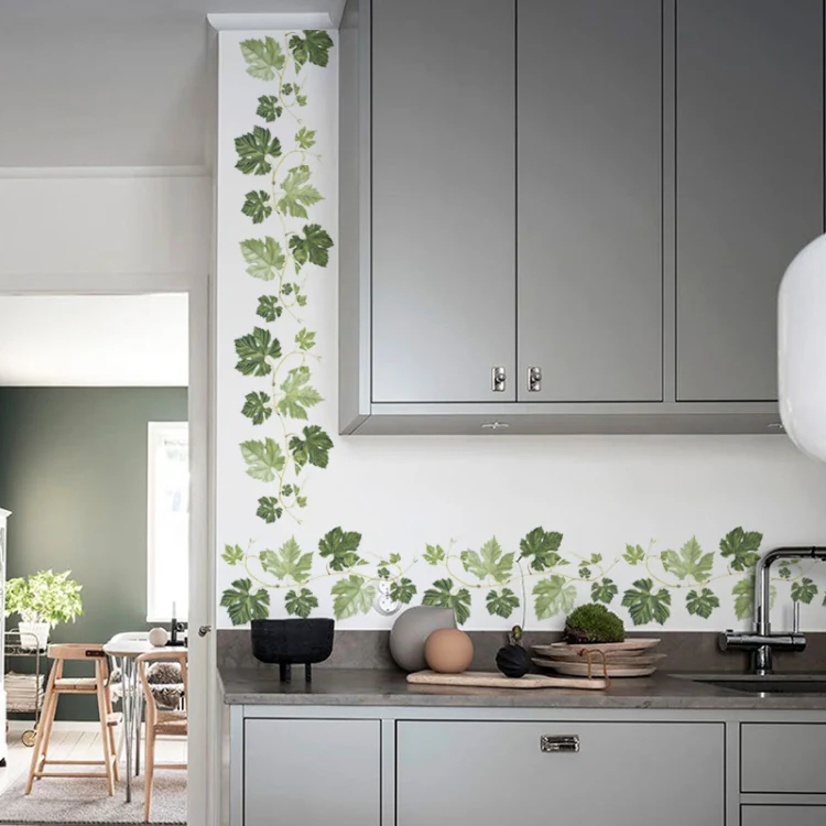 Green Leaf Vine Corner Decoration PVC Self-adhesive Removable Wall Stickers - Image 4