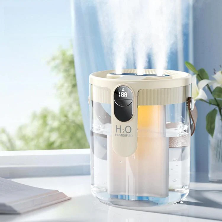 H40 3 Nozzles Household 1.5L Large Capacity Humidifier Quiet Humidifier With Ambient Light(Beige)