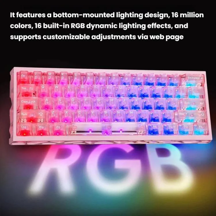 H60 Pro Bluetooth Wireless Triple-Mode Gaming Keycap Cutout Magnetic Axis Keyboard(Red) - Image 3