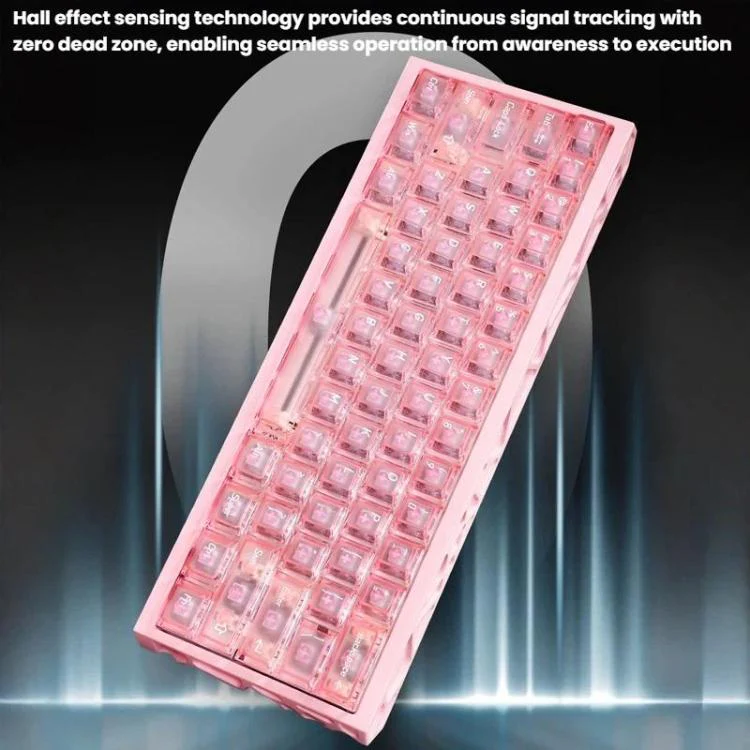 H60 Pro Bluetooth Wireless Triple-Mode Gaming Keycap Cutout Magnetic Axis Keyboard(Red) - Image 4