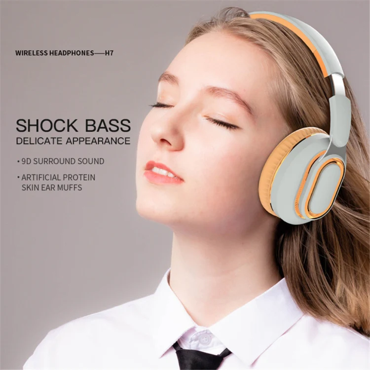 H7 Foldable Wireless Bluetooth Headset With Microphone Support TF Card, AUX(Brown-green) - Image 2