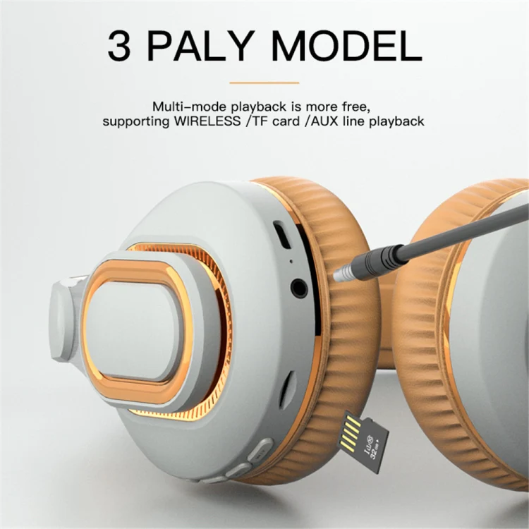 H7 Foldable Wireless Bluetooth Headset With Microphone Support TF Card, AUX(Brown-green) - Image 4