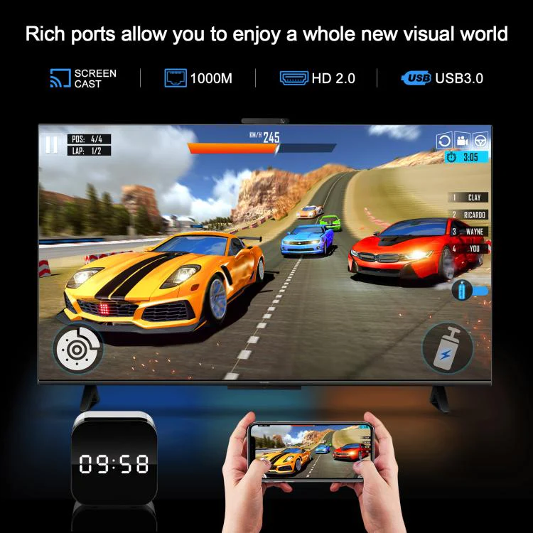 H96Max 8K UHD Android 14 Smart TV Box with Remote Control, 4GB+128GB, Allwinner H728 Octa-Core(AU Plug) - Image 10